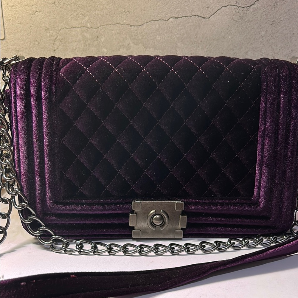 Deep Purple Quilted Crossbody Bag